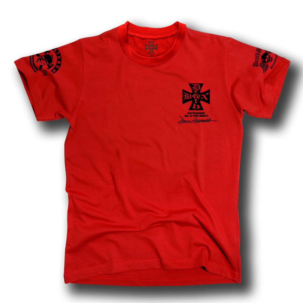 DAVE HACKETT SKATEBOARD HALL OF FAME RED TEE | DEATHBOXSKATEBOARDS